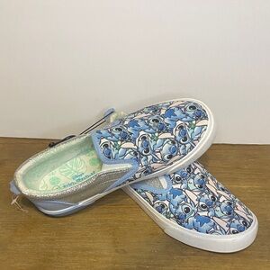 Stitch Girls ground up Disney slip on silver and blue twin gore sneakers